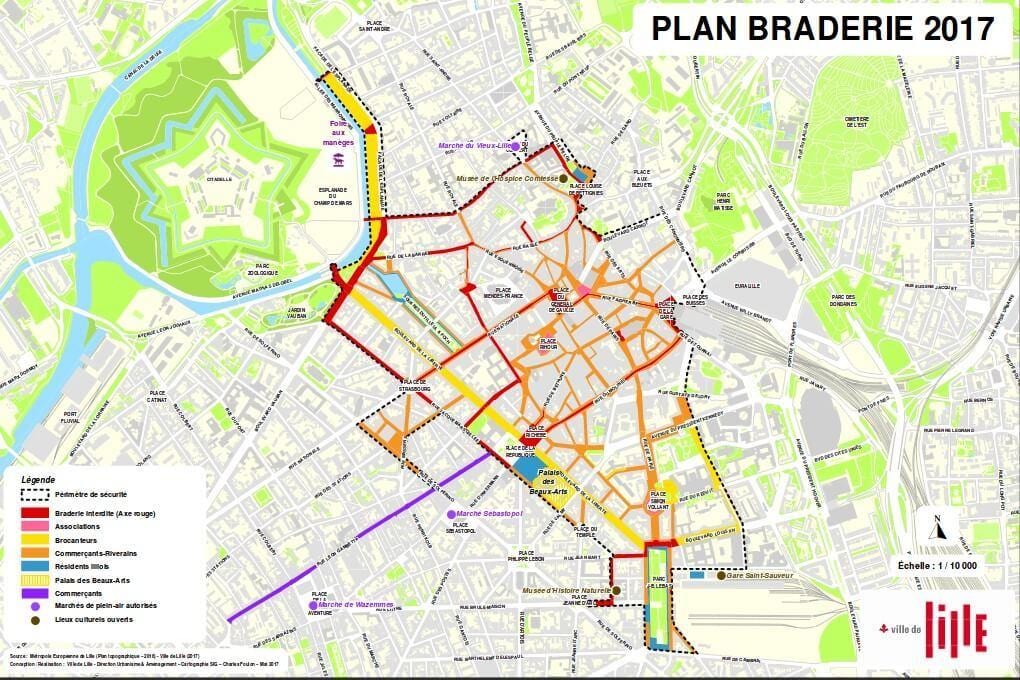 kort af Lille braderie