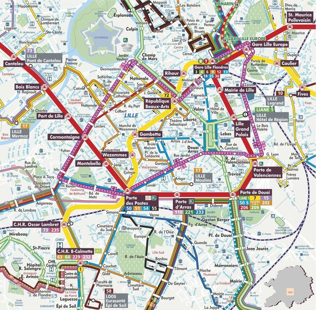 götunni kort af Lille frakklandi