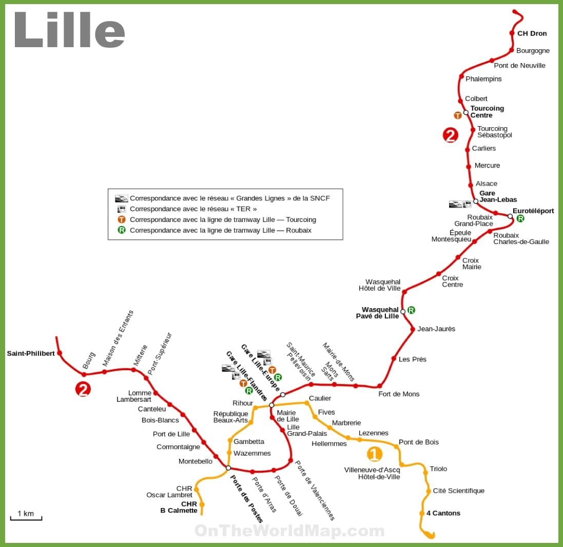 Lille neðanjarðarlestinni kort